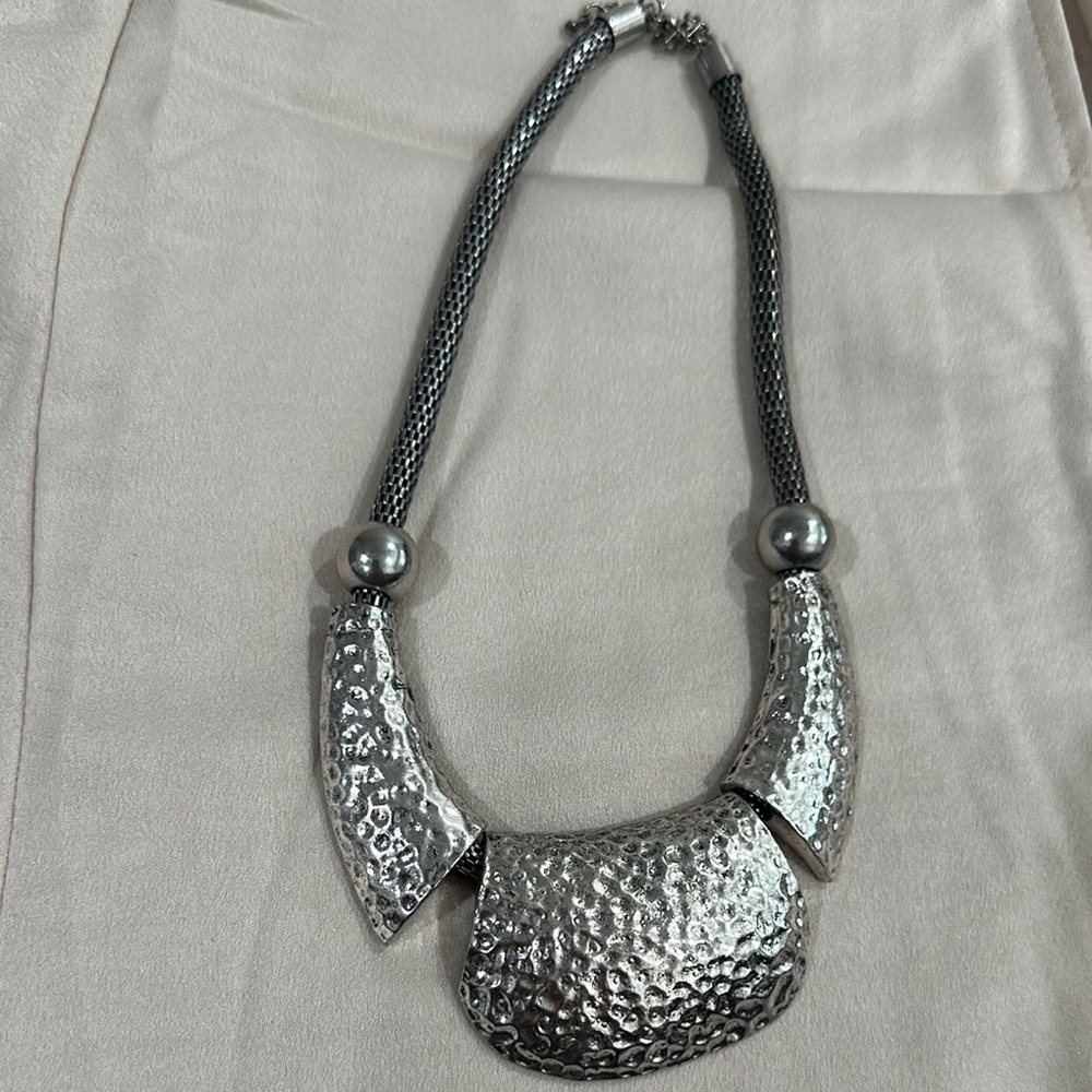 Silver Textured Artisanal Necklace